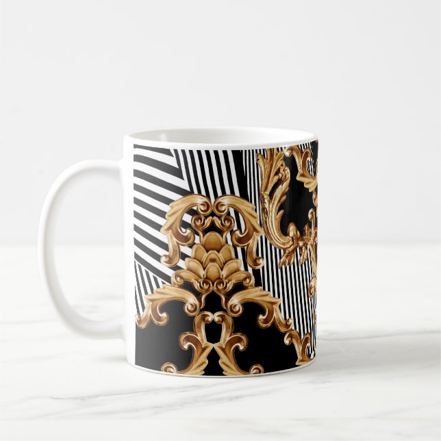 Golden baroque, intricate ornament design. coffee mug (Left)