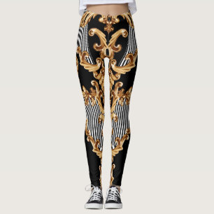 Golden baroque, intricate ornament design. leggings