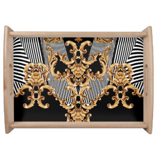 Golden baroque, intricate ornament design. serving tray