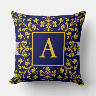 Golden Baroque Letter A Classic Monogram Style ✨ Throw Pillow