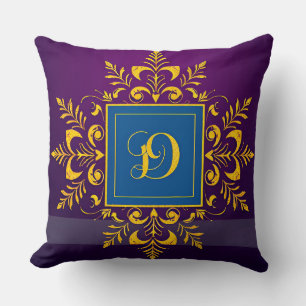 Golden Baroque Letter D Classic Monogram Style ✨ Throw Pillow