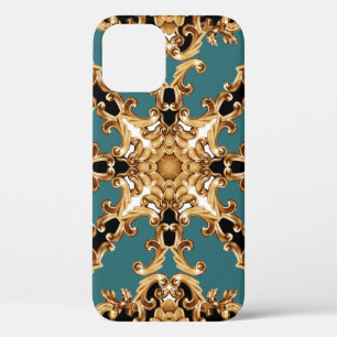 Golden baroque, luxurious ornament design. iPhone 12 case