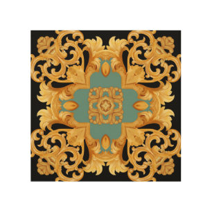 Golden Baroque Ornament 3D Elements Wood Wall Art