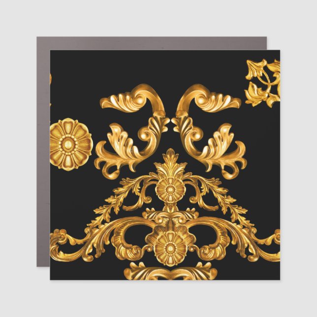 Golden Baroque, Ornamental Elements. Car Magnet (Front)