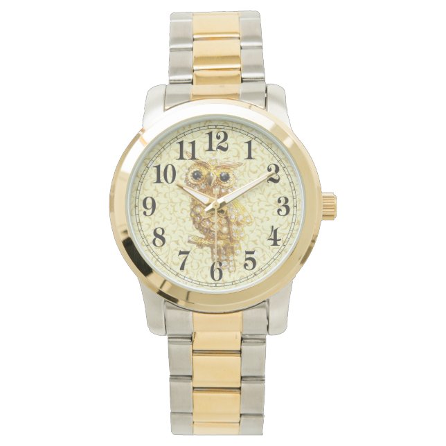 Golden baroque owl watch (Front)