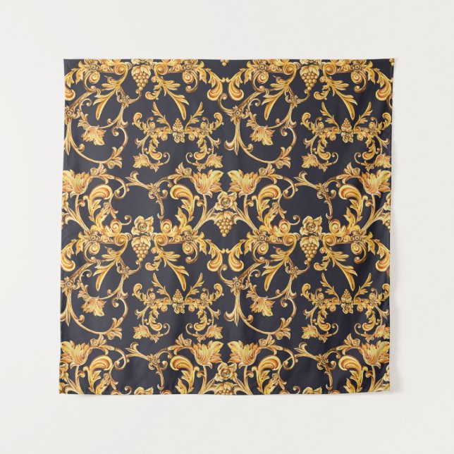 Golden Baroque, Scroll Leaves Pattern. Tapestry (Front)