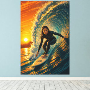 Golden Barrel Surfer Girl Canvas Print