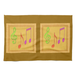 Golden Base Dancing Music Symbols Towel