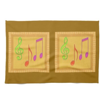Golden Base Dancing Music Symbols Towel