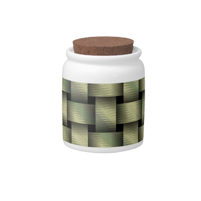 Golden Basket Weave Candy Jar (Front)
