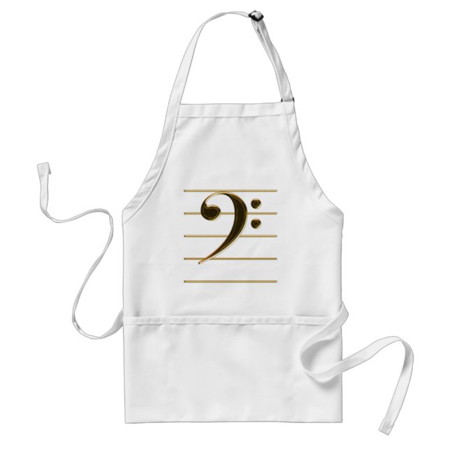 Golden Bass Clef Music Note Adult Apron (Front)