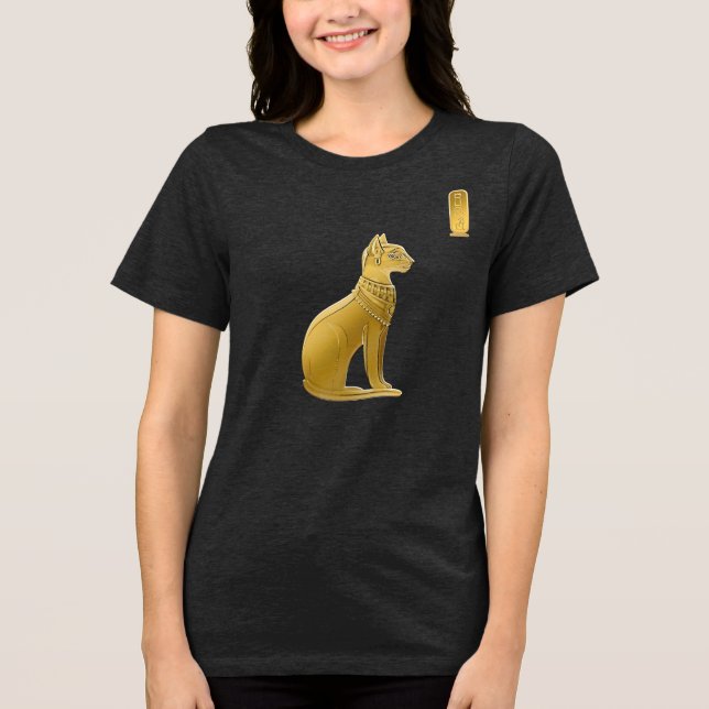 Golden Bastet - Egyptian Cat Goddess Tri-Blend Shirt (Front)