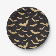 Golden Bats & Crescent Moons Black Halloween