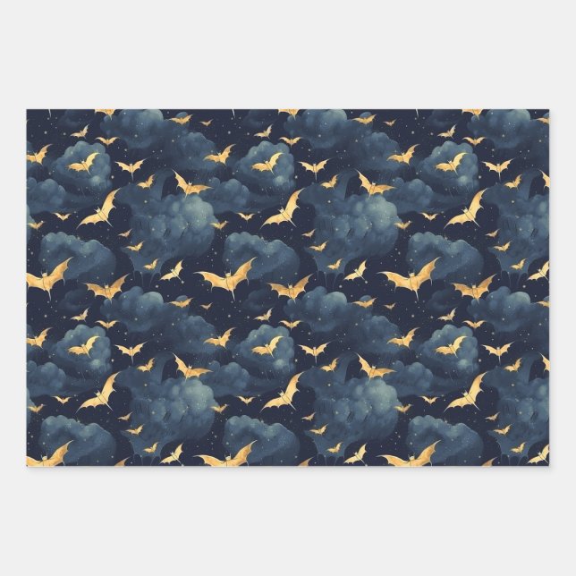 Golden bats wrapping paper sheets (Front)