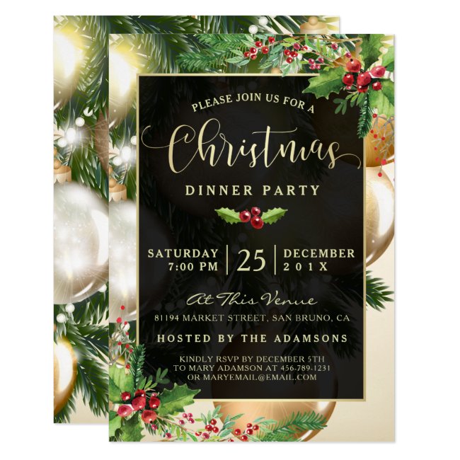 Golden Baubles | Christmas Party Invitation