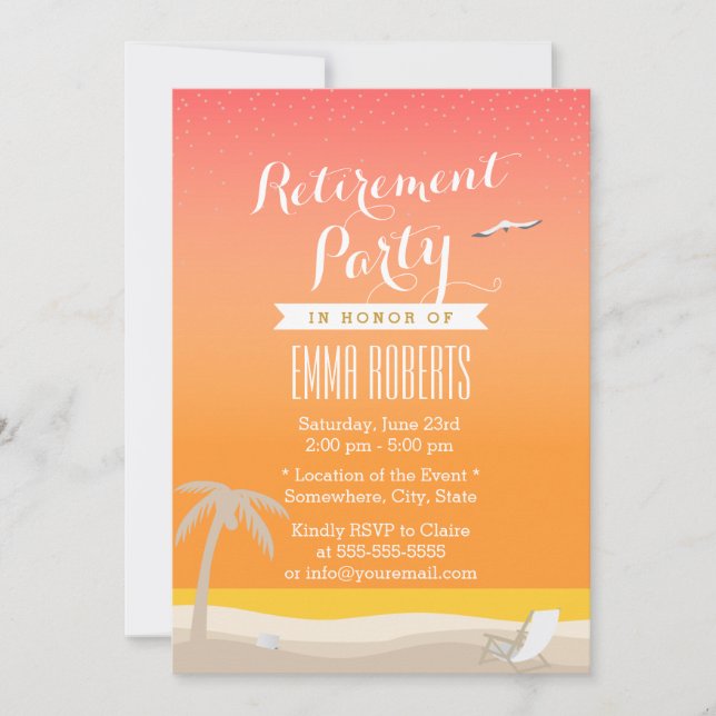 Golden Beach Elegant Retirement Party Invitation (Front)