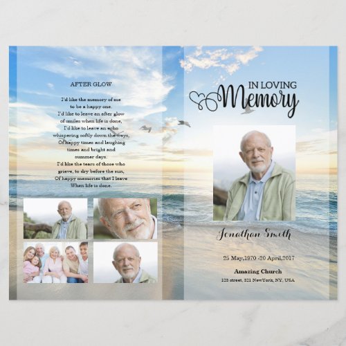 Golden beach Funeral Program template