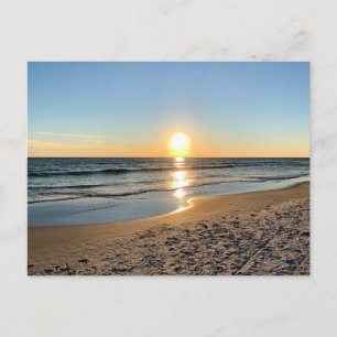 Golden Beach Sunset Coastal Photography Postcard
