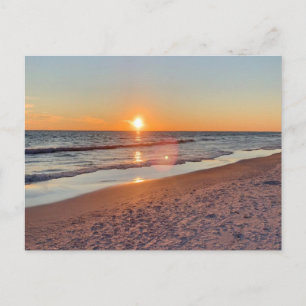 Golden Beach Sunset Coastal Photography Postcard