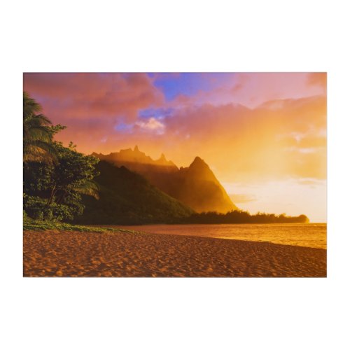 Golden beach sunset Hawaii Acrylic Print