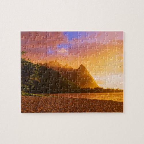 Golden beach sunset Hawaii Jigsaw Puzzle