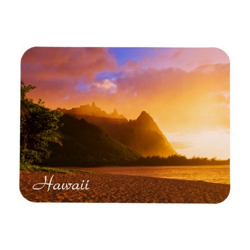 Golden beach sunset Hawaii Magnet