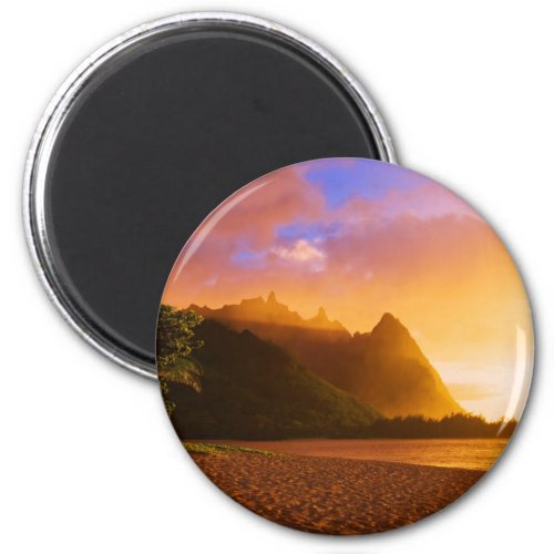 Golden beach sunset Hawaii Magnet