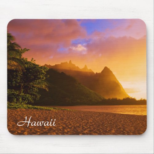 Golden beach sunset Hawaii Mouse Pad