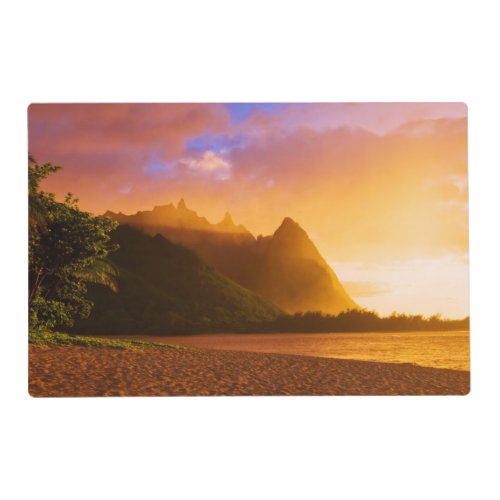Golden beach sunset Hawaii Placemat