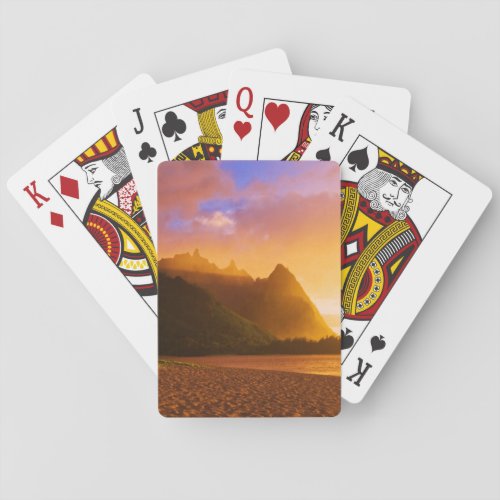 Golden beach sunset Hawaii Poker Cards