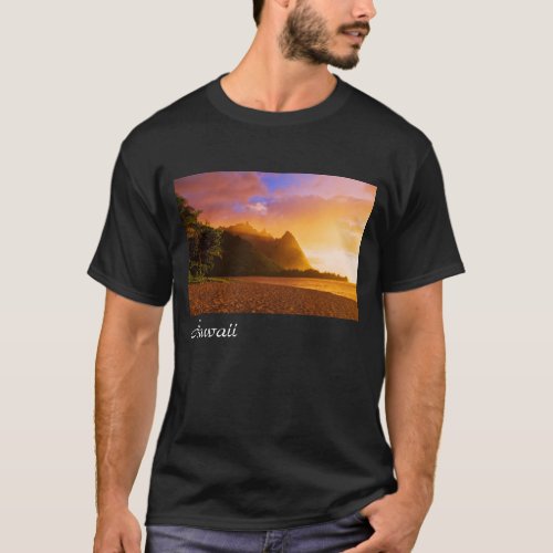 Golden beach sunset Hawaii T_Shirt