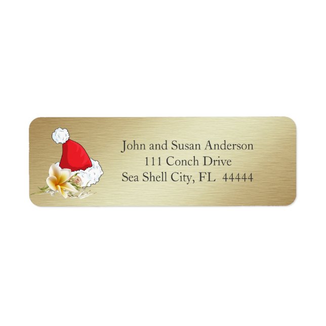 Golden Beach Tropical  Merry Christmas Address Label (Front)