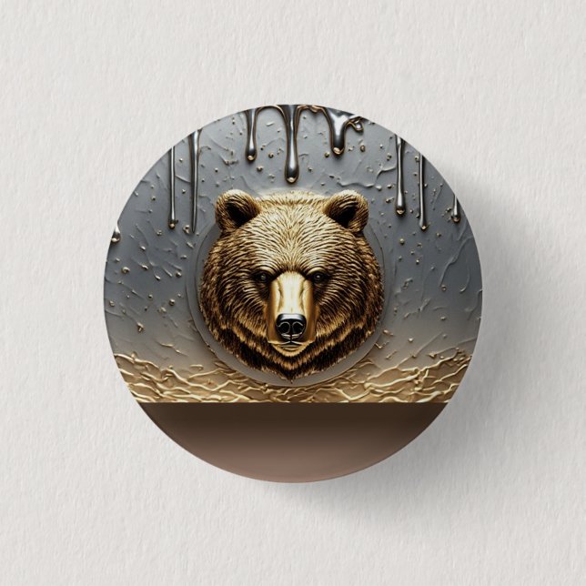 Golden Bear Relief With Metal Drip Effect 🐻 Button (Front)