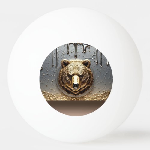 Golden Bear Relief With Metal Drip Effect  Ping Pong Ball