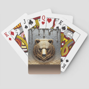 Golden Bear Relief With Metal Drip Effect 🐻 Poker Cards