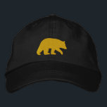 Golden Bear Silhouette Custom Embroidered Baseball Cap<br><div class="desc">A cool hat for outdoor enthusiasts,  hikers,  campers,  and wilderness explorers. The embroidered yellow bear silhouette can be changed to a variety of color choices. Unisex baseball cap fits most adults.</div>