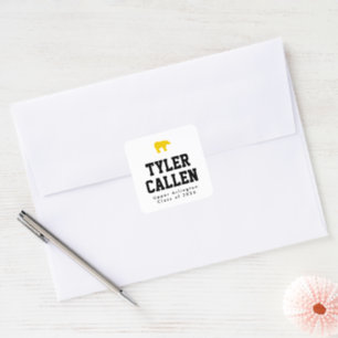 Golden Bear Varsity Notecard with Yellow Backer Square Sticker