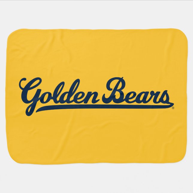 Golden Bears Blue Script Baby Blanket (Horizontal)