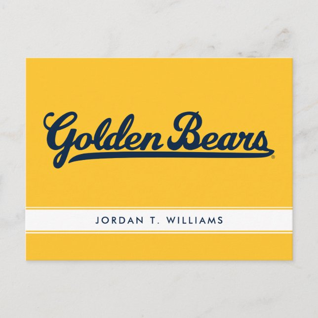 Golden Bears Blue Script Postcard (Front)