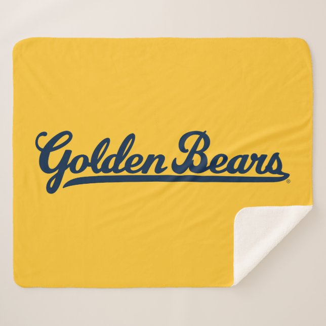 Golden Bears Blue Script Sherpa Blanket (Front (Horizontal))