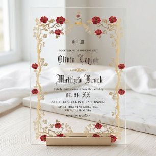 Golden Beast & the Beauty Fairytale Wedding  Acrylic Invitations