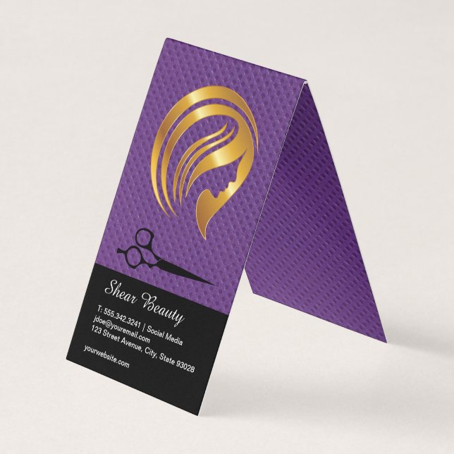 Golden Beauty Logo | Salon Scissors Business Card (Front)