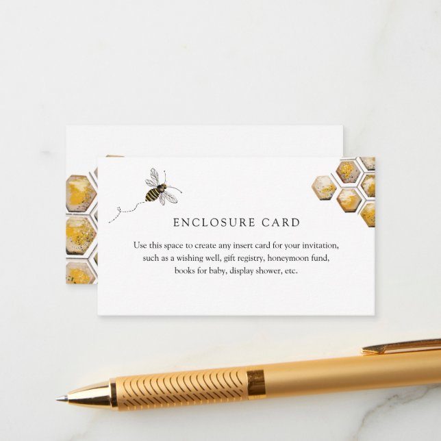 Golden Bee and Eucalyptus Enclosure Card (Front/Back In Situ)