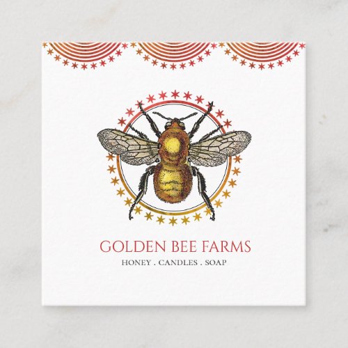 Golden Bee Apiary Or Farm Honey Products Square Business Card