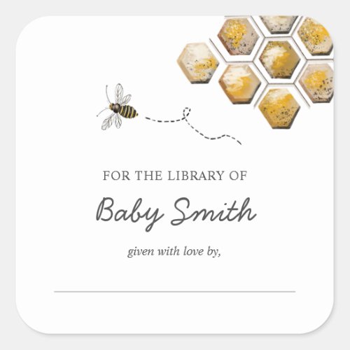 Golden Bee Baby Shower Bookplate