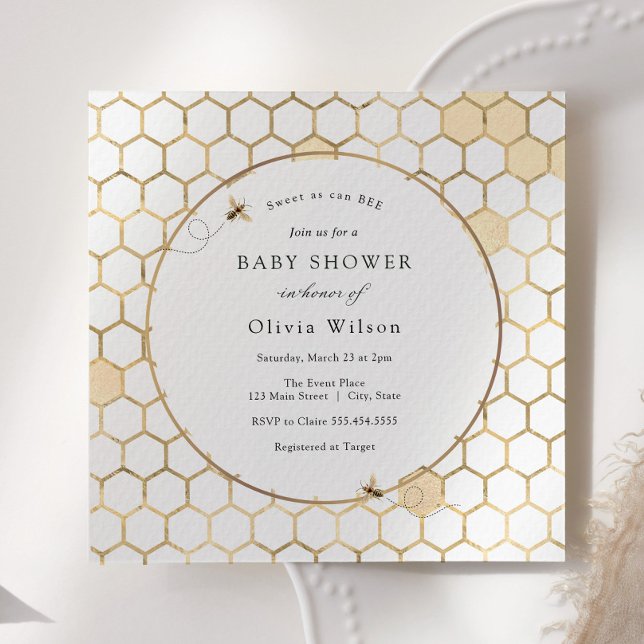 Golden Bee Baby Shower Invitation (Creator Uploaded)