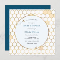 Golden Bee Boy Baby Shower Invitation