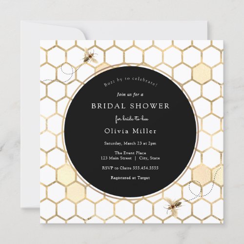 Golden Bee Bridal Shower Invitation