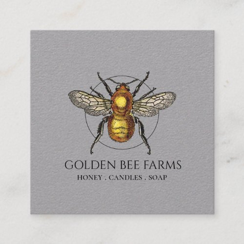 Golden Bee Farms Honey Products Kraft Square Business Card