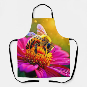 Golden Bee Flower Magic Light Design Apron